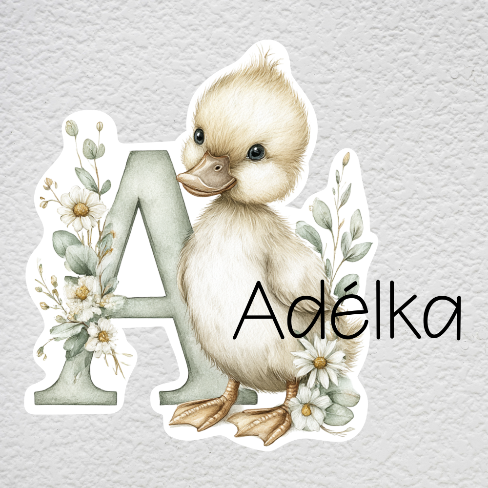 amolepka na zeď se zvířátkem a jménem